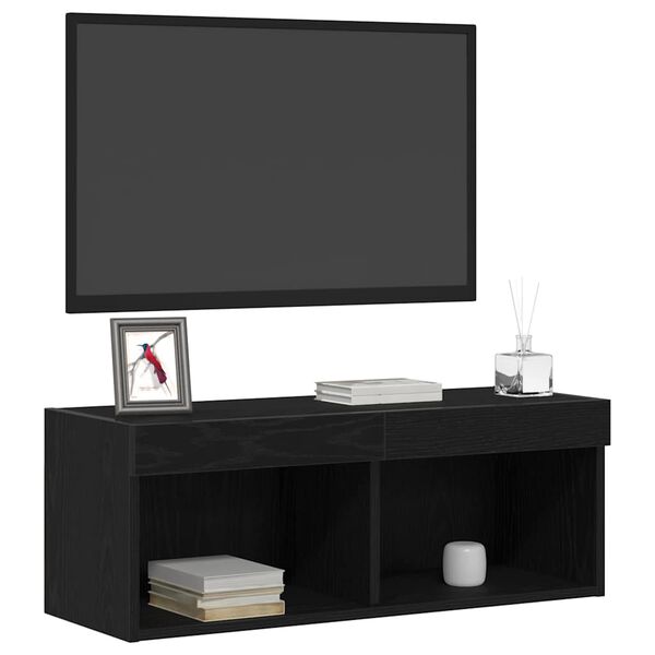 vidaXL TV Cabinet Set Black Oak 80 x 30 x 30 cm Engineered Wood
