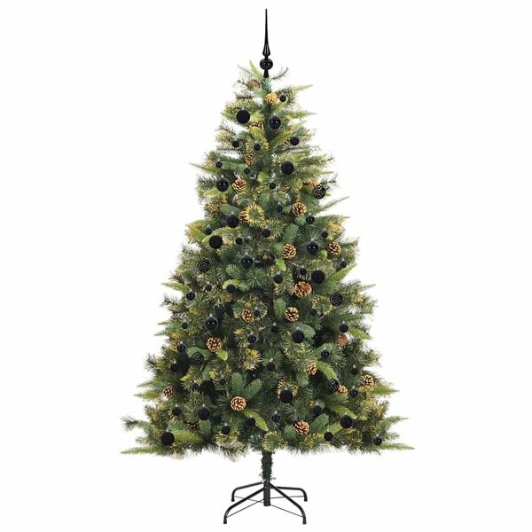 vidaXL Artificial Hinged Christmas Tree with Cones Green 240 cm