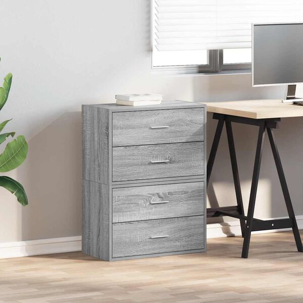 vidaXL Cabinets with 2 Drawers 2 pcs Grey Sonoma 60x31x40 cm Engineered Wood