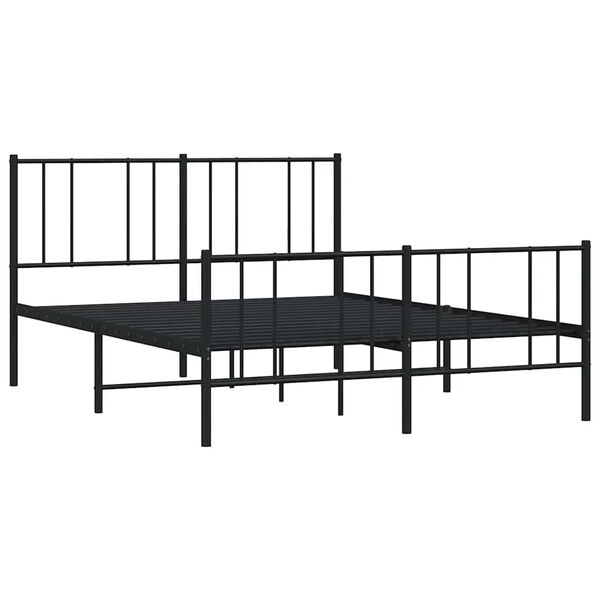 vidaXL Metal Bed Frame without Mattress with Footboard Black 120x190cm