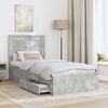 vidaXL Bed Frame with Drawer Concrete Grey 90 x 190 cm Engineered Wood