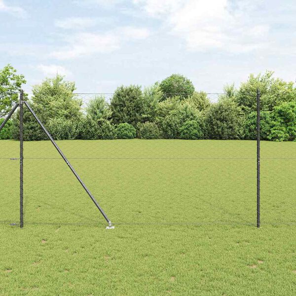 vidaXL Fence Post Grey 10 x 1.6 m (50 mm mesh) Steel and PVC