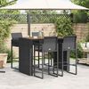 vidaXL 5 Piece Garden Bar Set without Cushions Black Poly Rattan Acacia