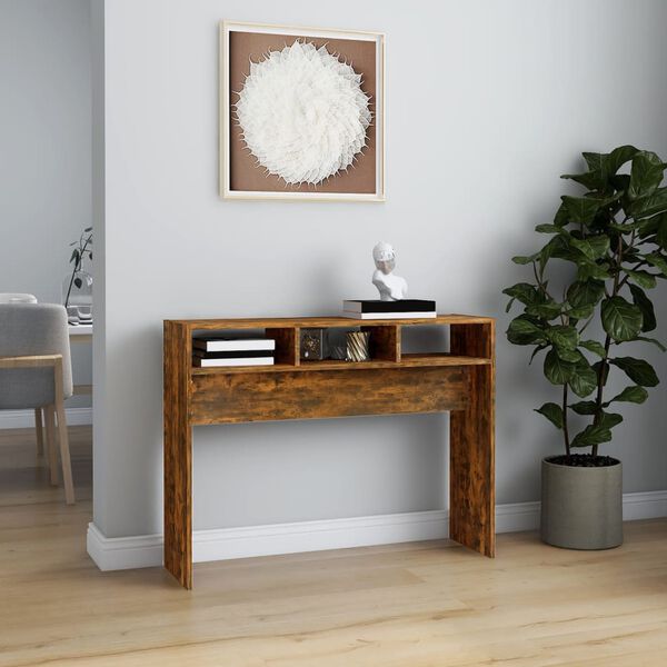 vidaXL Console Table Smoked Oak 105x30x80 cm Engineered Wood
