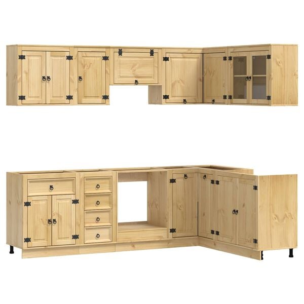 vidaXL Cabinet with Drawer SKI 10 pcs Honey Brown Solid Pine Wood