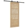 vidaXL Sliding Door Natural and Black 86 x 211 cm Solid Pine Wood