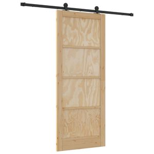 vidaXL Sliding Door Natural and Black 86 x 211 cm Solid Pine Wood