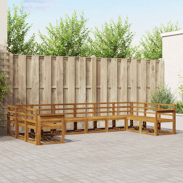 vidaXL Outdoor Sofa Set 10 pcs Natural Solid Acacia Wood