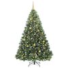 vidaXL Artificial Christmas Tree with 300 LEDs Green 210 cm PE and PVC