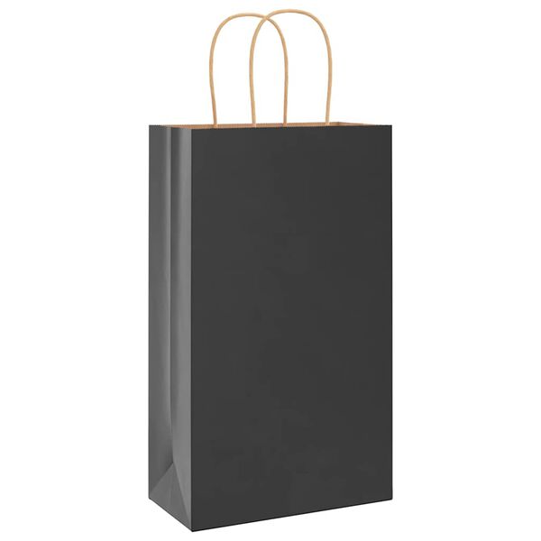 vidaXL Paper Bags 50 pcs with Handles Black 21x11x36 cm