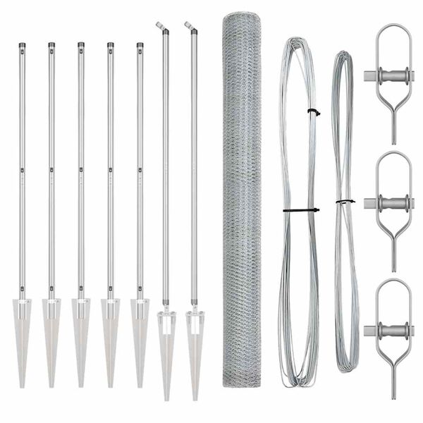 vidaXL Fence Post Silver 10 x 1.5 m (25 mm mesh) Steel