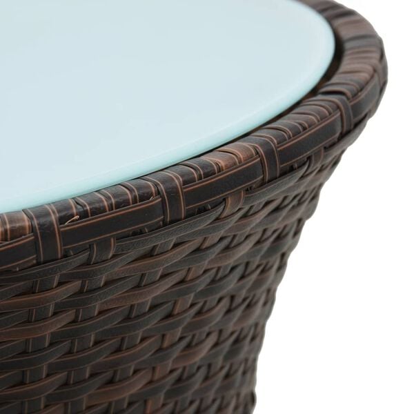 vidaXL Garden Side Table Drum Shape Brown Poly Rattan