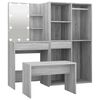 vidaXL Dressing Table Set with LED Grey Sonoma Engineered Wood