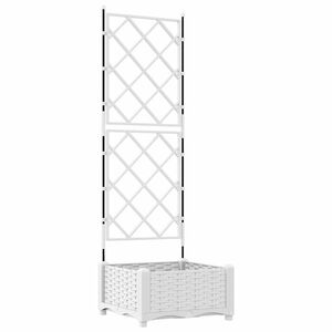 vidaXL Garden Planter White 40 x 40 x 125.5 cm Steel