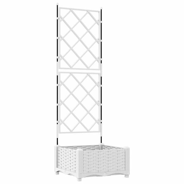 vidaXL Garden Planter White 40 x 40 x 125.5 cm Steel