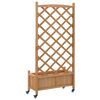 vidaXL Planter with Trellis and Wheels Brown Solid Wood Fir