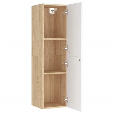 vidaXL TV Cabinets 2 pcs White and Sonoma Oak 30.5x30x110 cm Engineered Wood