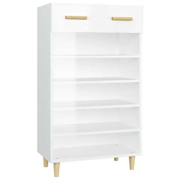 vidaXL Shoe Cabinet High Gloss White 60x35x105 cm Engineered Wood