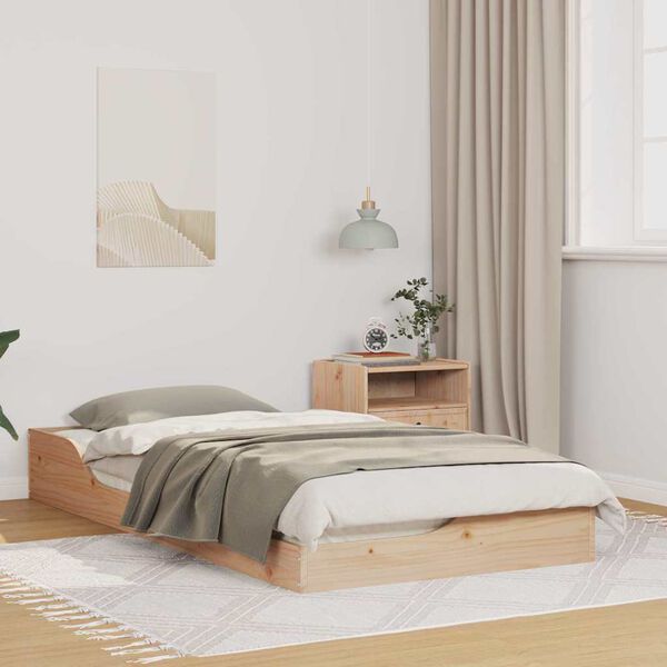 vidaXL Bed Frame Brown 75 x 190 cm Solid Pine Wood