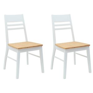 vidaXL Dining Chairs 2 pcs Solid Rubber Wood White 43 x 54 x 89 cm