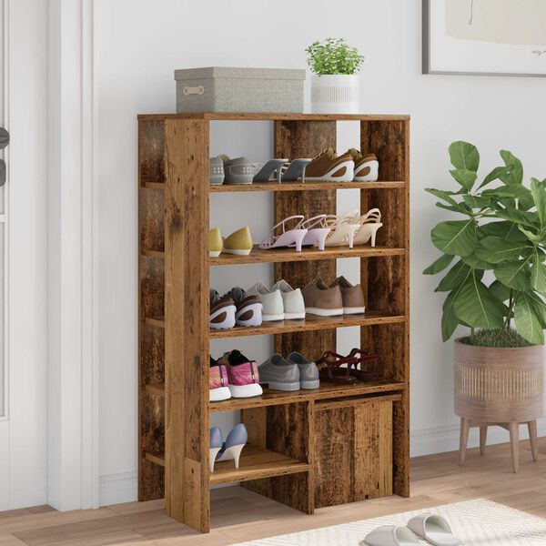 vidaXL Shoe Cabinet with Shelf 2 pcs Old Wood Engineered Wood