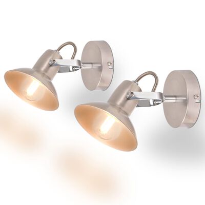 vidaXL Wall Lamps 2 pcs for 2 Bulbs E14 Silver