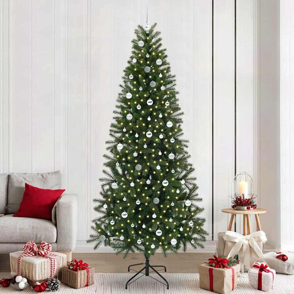 vidaXL Artificial Christmas Tree with 300 LEDs Green 240 cm PE and PVC