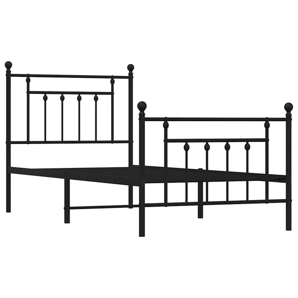 vidaXL Metal Bed Frame without Mattress with Footboard Black 80x200cm