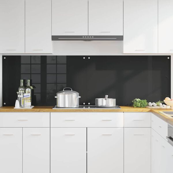 vidaXL Kitchen Backsplash 2 pcs Black 100 x 60 cm Tempered Glass