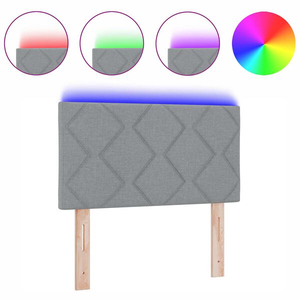 vidaXL Headboard with LED Strip Lights Light Grey 80 cm Fabric