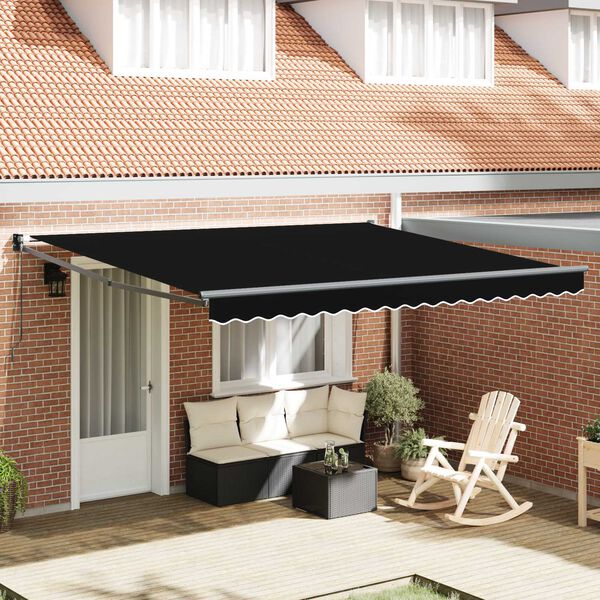 vidaXL Retractable Awning Black 400 x 300 cm Polyester and Aluminium
