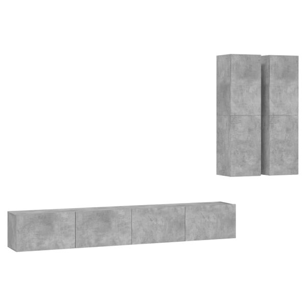 vidaXL 4 Piece TV Cabinet Set Concrete Grey Engineered Wood