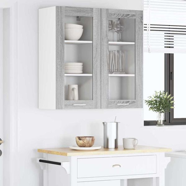 vidaXL Hanging Cabinet Grey Sonoma 40 x 31 x 80 cm Engineered Wood