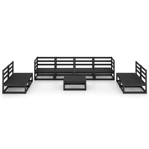 vidaXL 9 Piece Garden Lounge Set Black Solid Pinewood