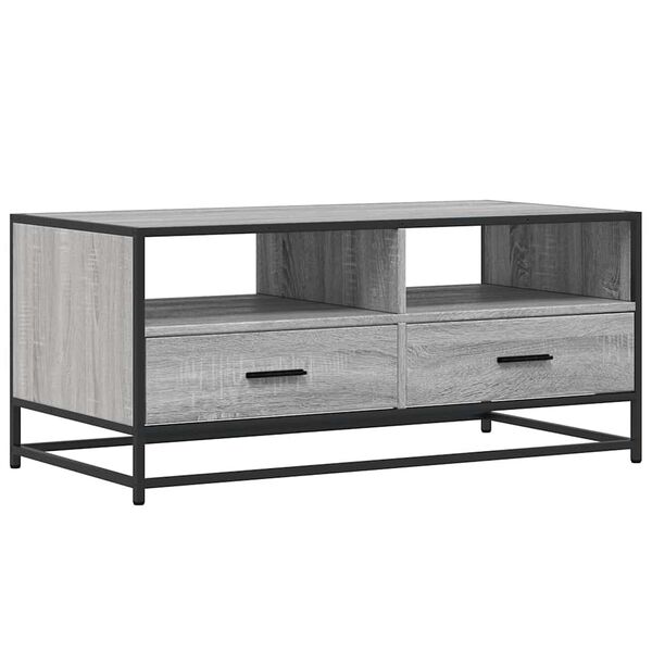 vidaXL Coffee Table Grey Sonoma 100x50x45 cm Engineered Wood and Metal