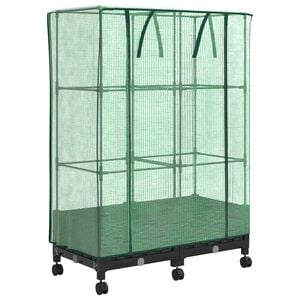 vidaXL Garden Planter with Greenhouse Cover&Wheels 2 pcs Black PP