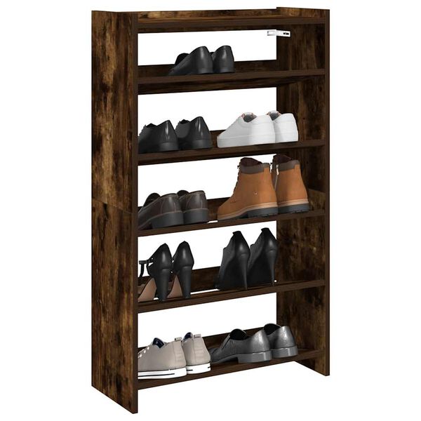 vidaXL Shoe Rack Smoked Oak 60x25x100 cm Engineered Wood