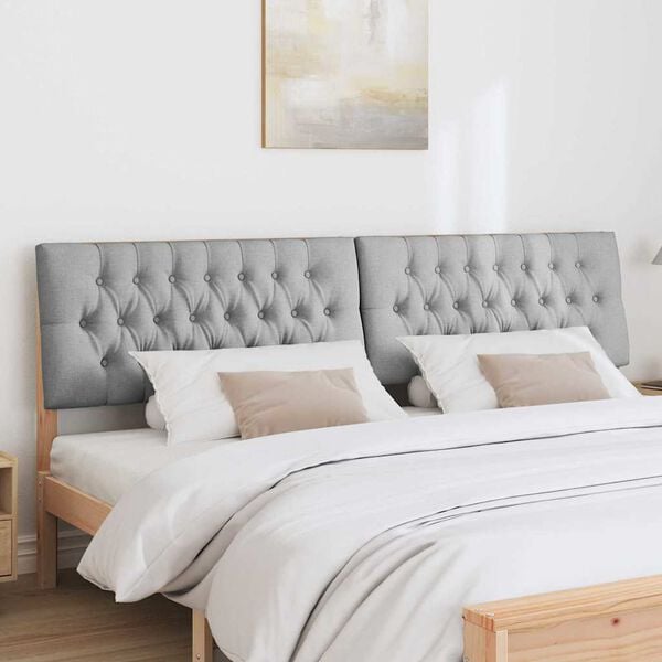 vidaXL Upholstered Headboard Light Grey 200 cm Solid Pine Wood