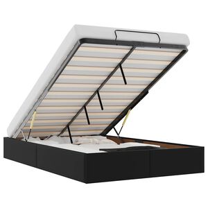 vidaXL Ottoman Bed Frame without Mattress Black Double Faux Leather