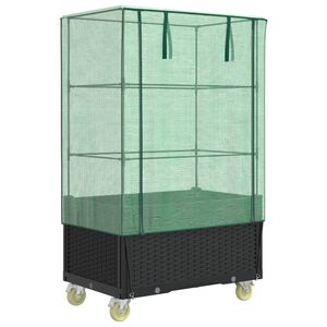 vidaXL Raised Bed with Cover and Wheels&nbsp;Rattan Look&nbsp;80x50x182 cm