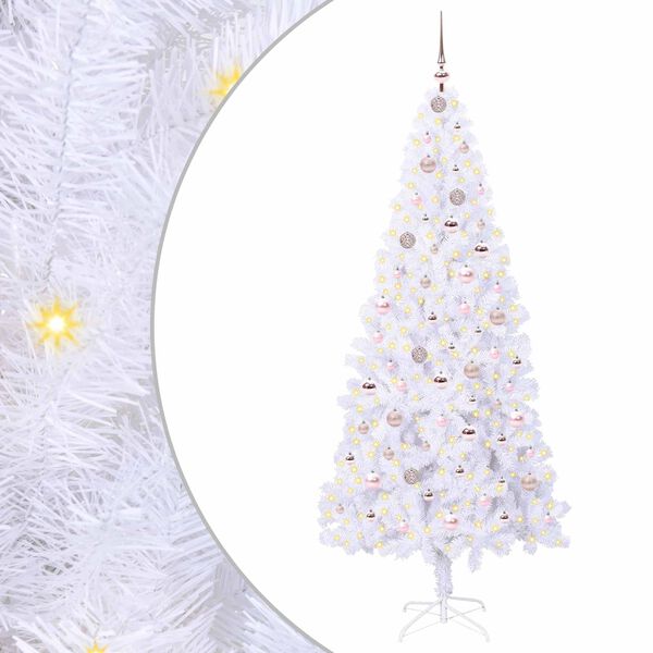 vidaXL Artificial Christmas Tree with Stand White 210 cm PVC and Steel