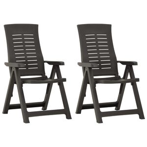 vidaXL Garden Reclining Chairs 2 pcs Plastic Anthracite