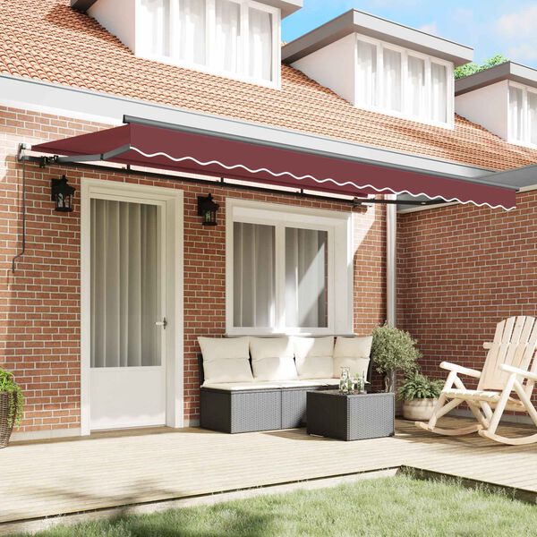 vidaXL Retractable Awning Manual Burgundy 350 x 200 cm Fabric