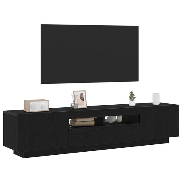 vidaXL TV Cabinet Set 2 pcs Black 180 x 35 x 40 cm Engineered Wood