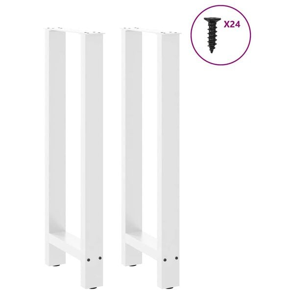 vidaXL Bar Table Legs White 2 pcs 50x(100-101) cm Steel