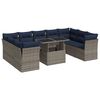 vidaXL 10 Piece Garden Sofa Set with Cushions Grey Poly Rattan Acacia