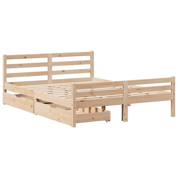vidaXL Bed Frame without Mattress 135x190 cm Double Solid Wood Pine