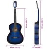 vidaXL 12 Piece Classical Guitar Beginner Set Blue 4/4 39"