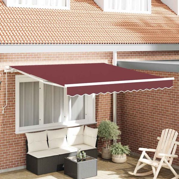 vidaXL Manual Retractable Awning Burgundy 300x250 cm