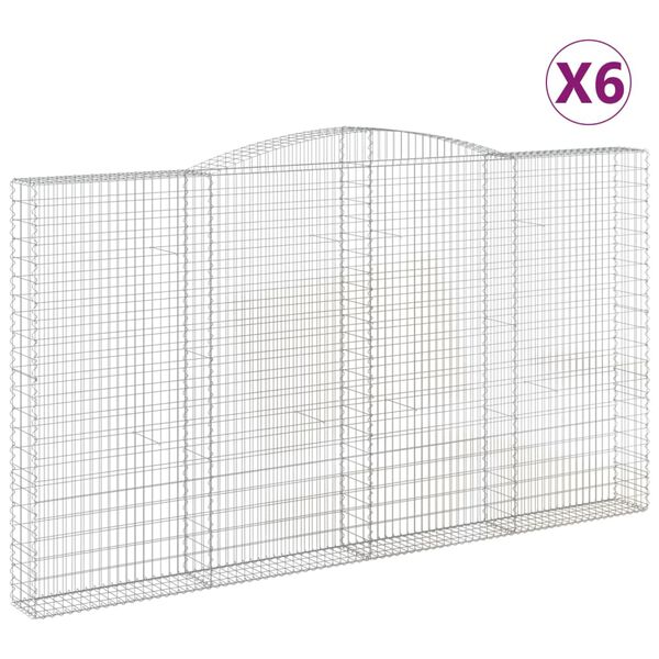 vidaXL Arched Gabion Baskets 6 pcs 400x30x220/240 cm Galvanised Iron